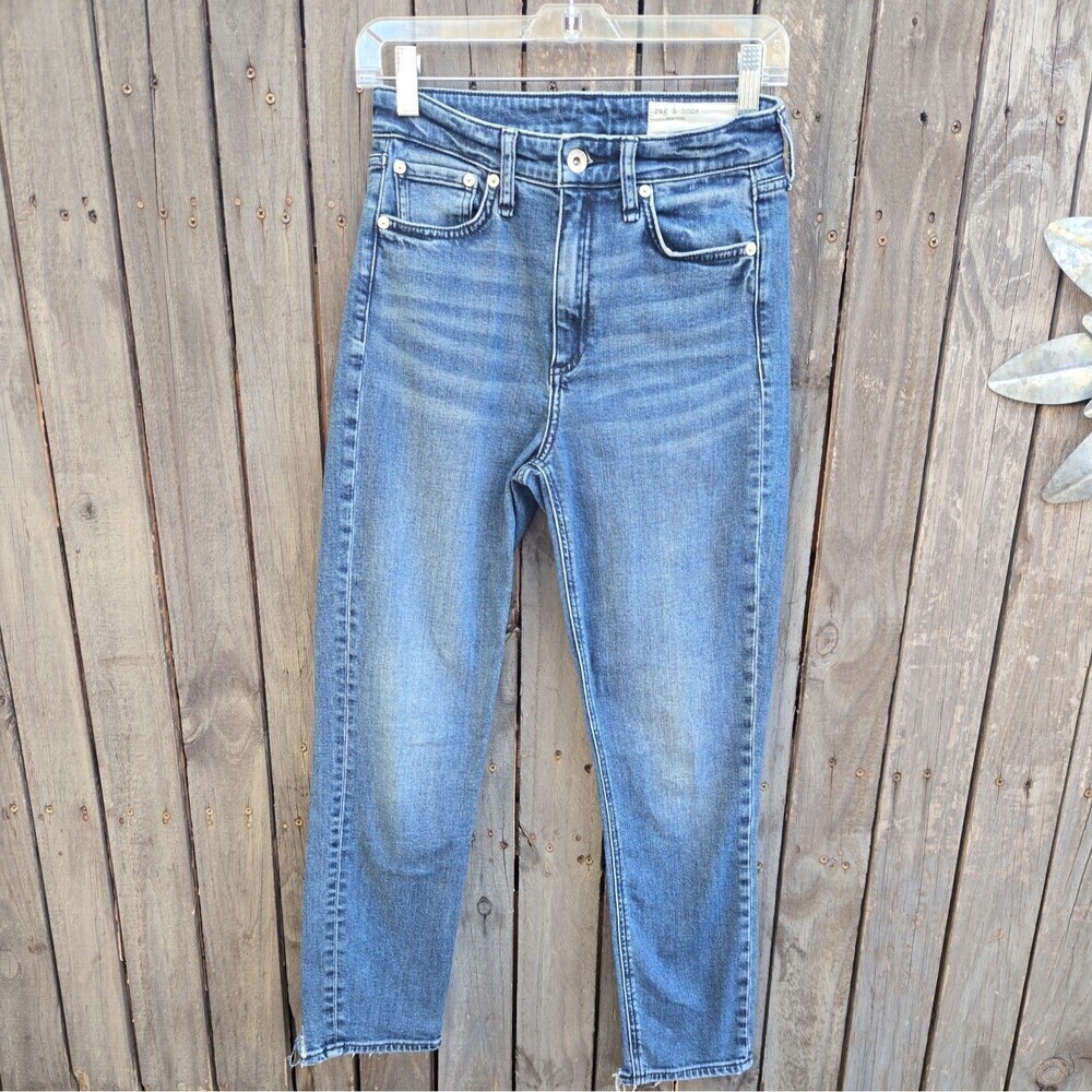 Rag & Bone High Rise Ankle Skinny Jeans Levee Wash Size 25